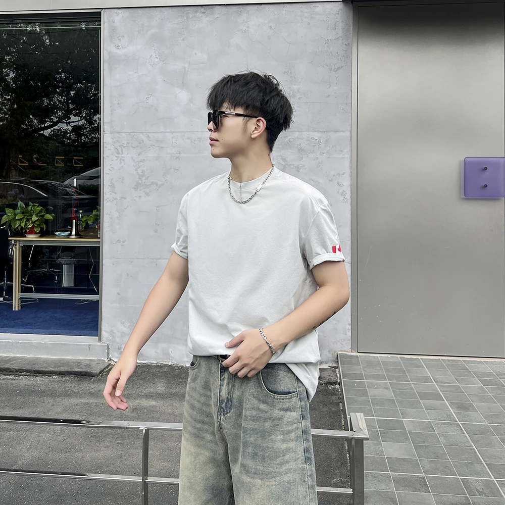 美式休闲弹力短袖T恤男女夏季情侣简约百搭运动汗衫宽松健身半袖