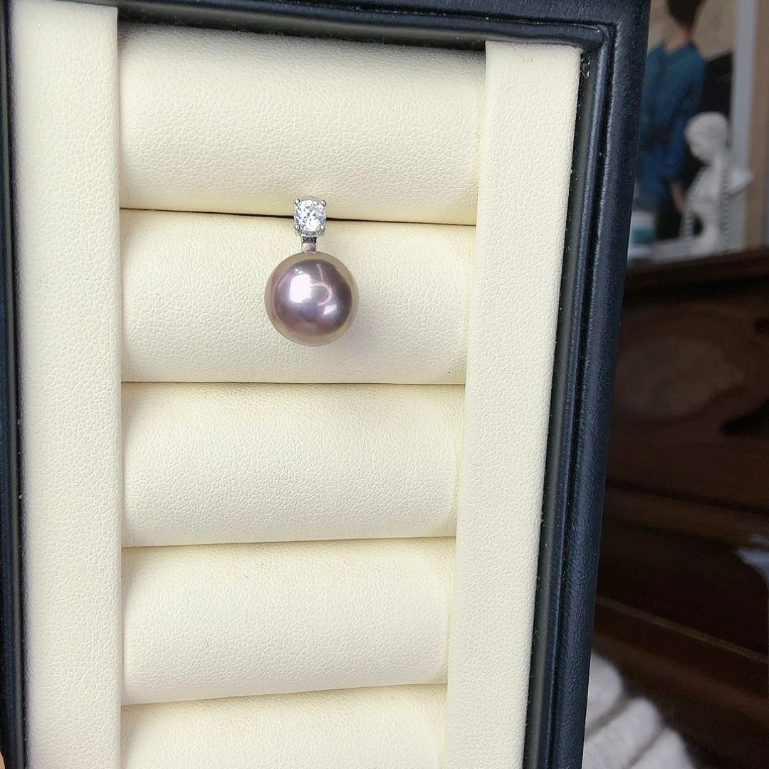 淡水珍珠吊坠(不含链)银S925镶嵌黛妃万能扣怪紫珠sgys