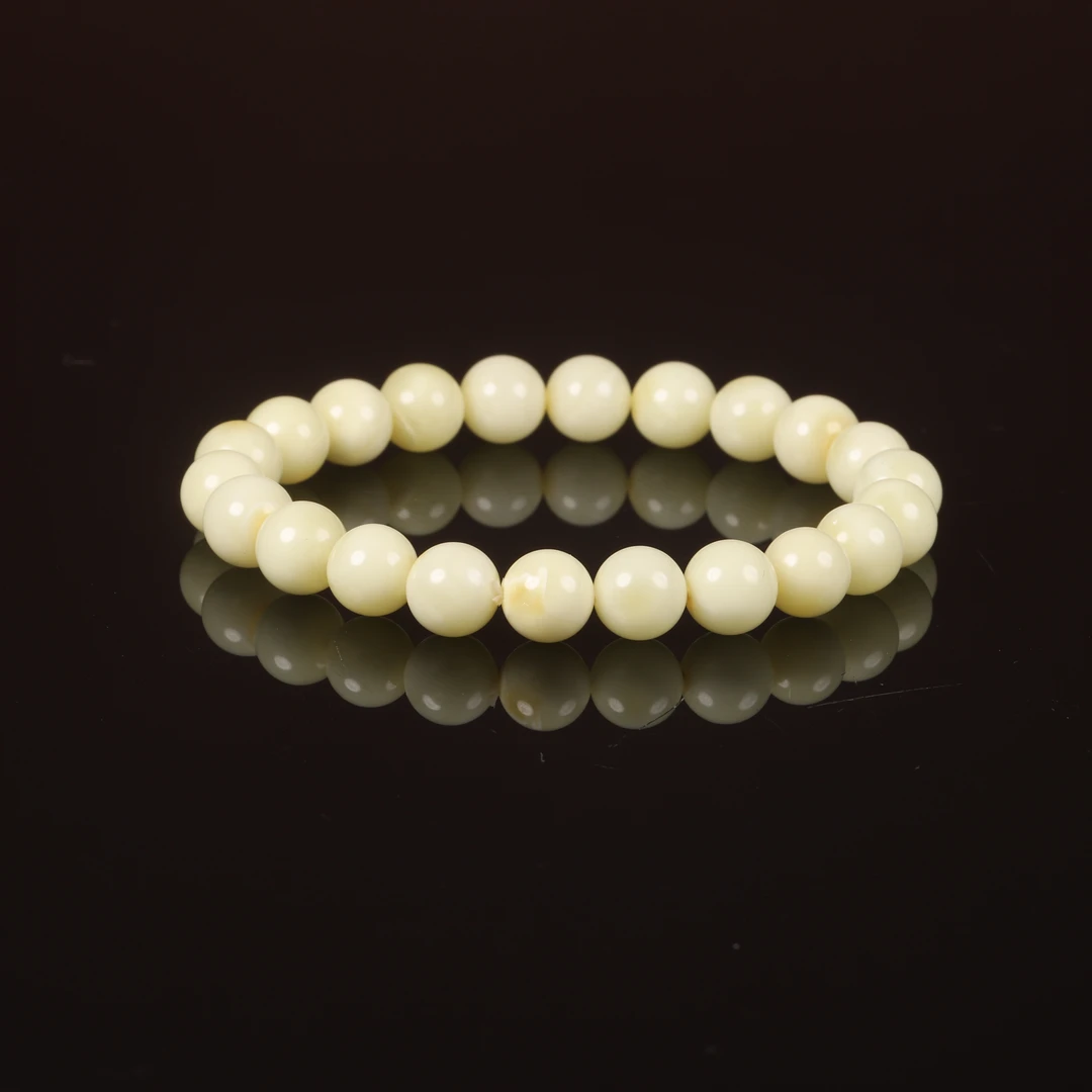 【汪氏精品】琥珀蜜蜡白蜡8.5mm+手串 多样性发其一 0986-F008