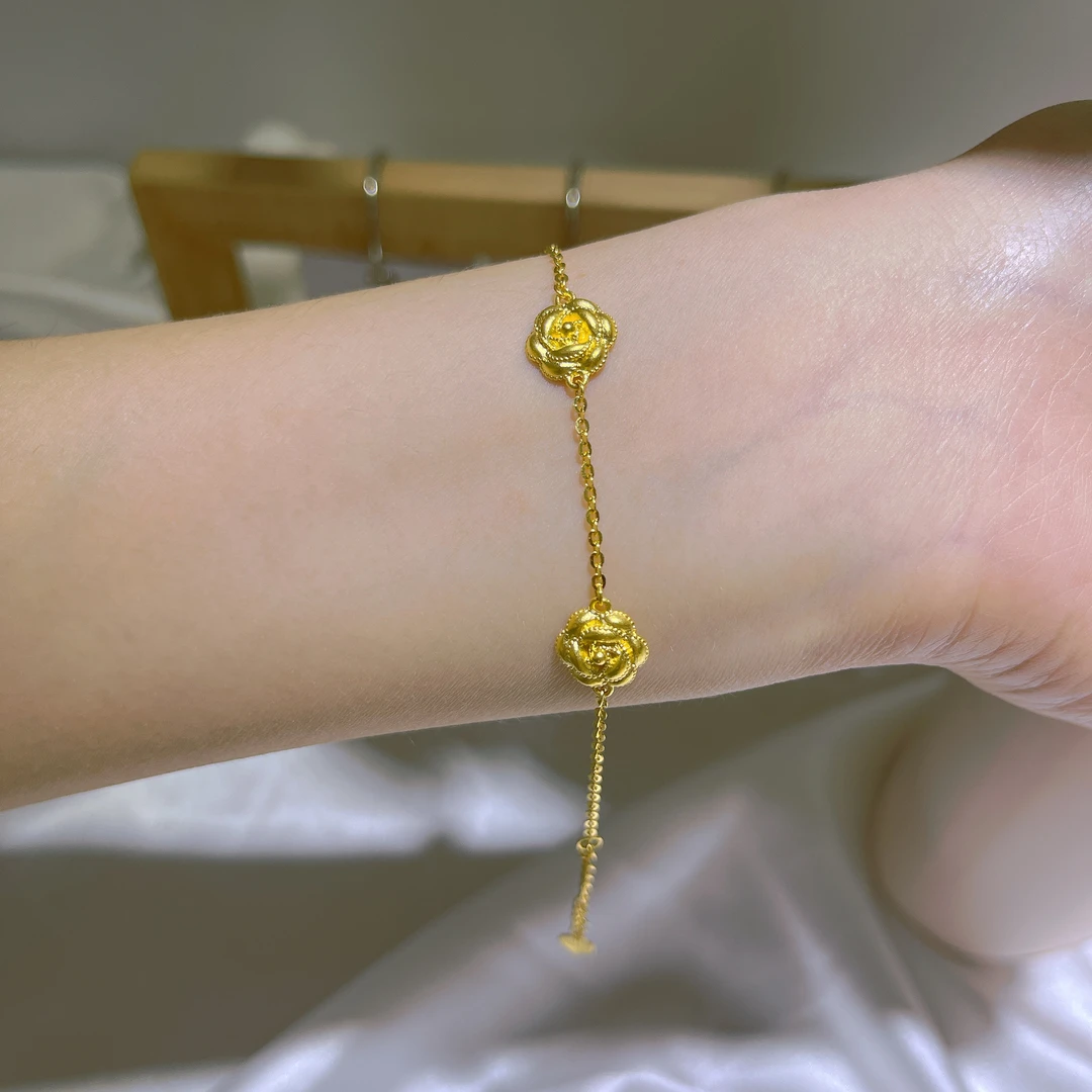 5G工艺足金999三朵玫瑰手链