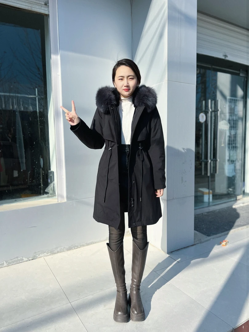 派克服女2024新款小个子冬季气连帽身显瘦中长款加厚保暖带帽外套