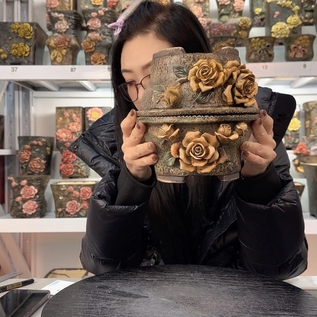 红陶星*青默花器花盆