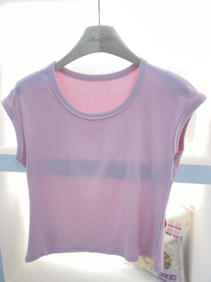 珍姐家花生粉色小飞袖短袖