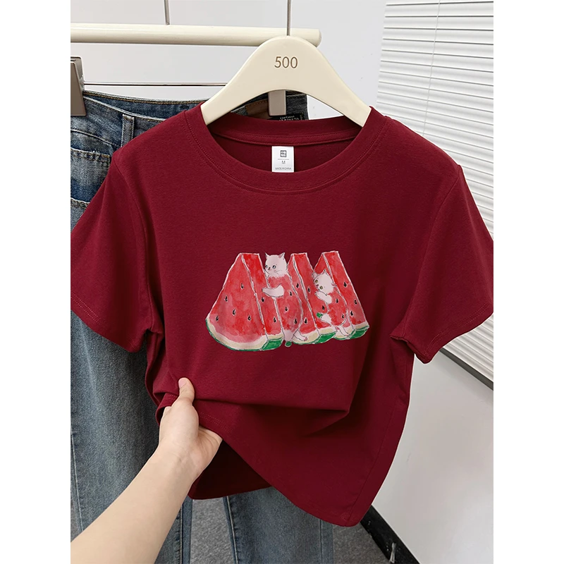 夏季新款韩系ins时尚减龄正肩短袖t恤女设计感小众洋气百搭上衣