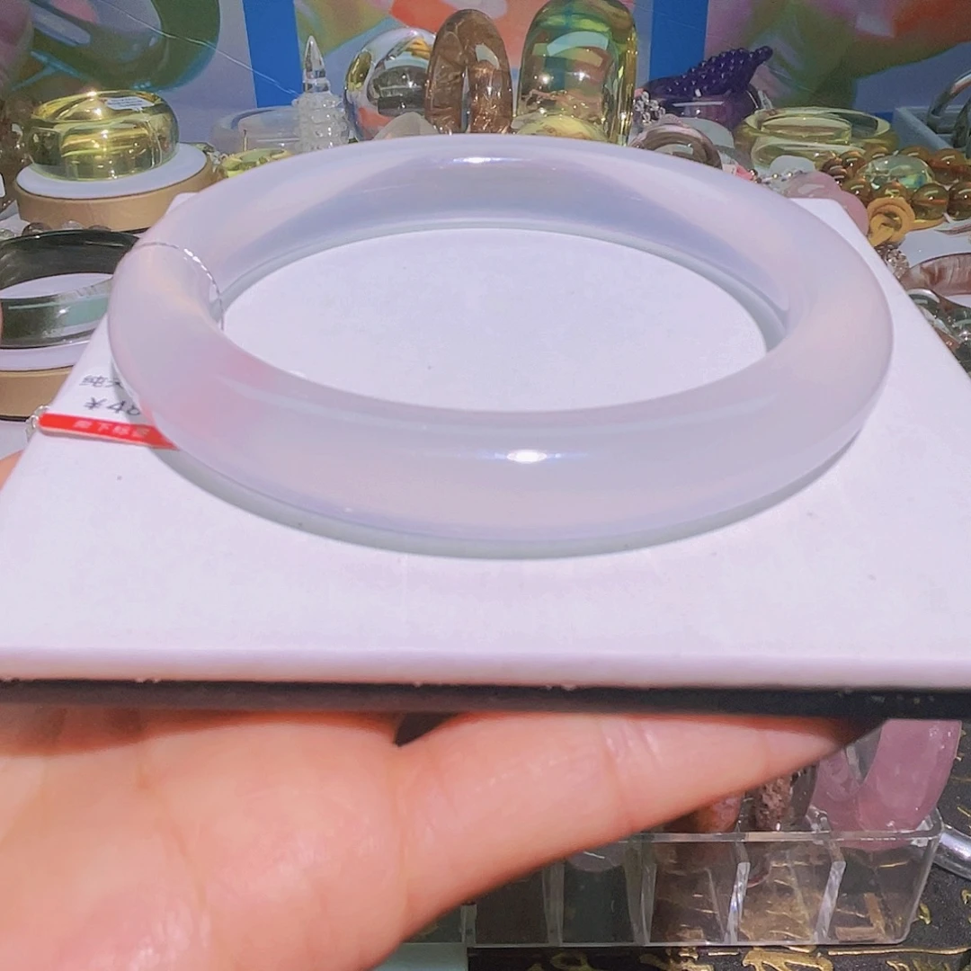 清***香水晶手镯未镶嵌天然奶白晶润体高货圆条