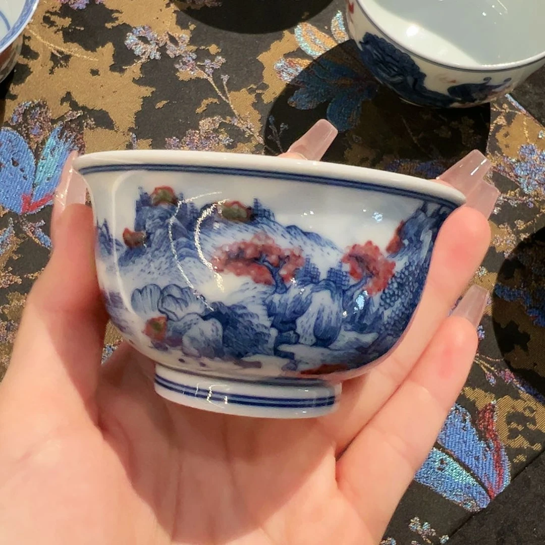 微瑕臻玉古坊原矿孔雀石釉里红单杯杯