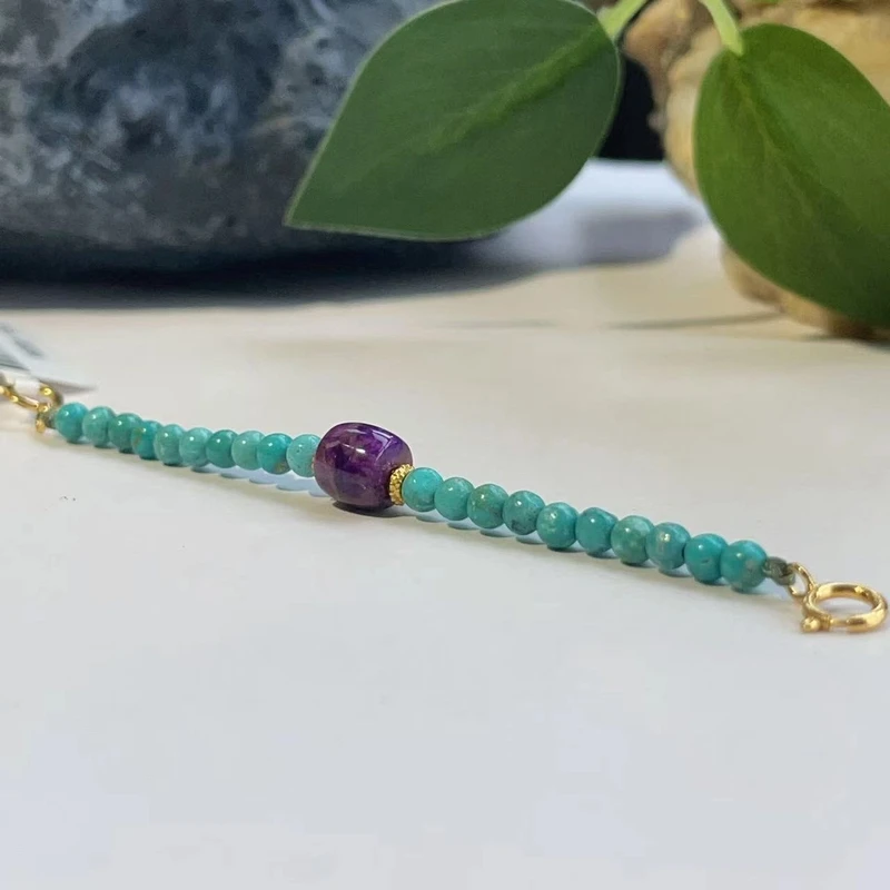 舒俱来桃红桶珠绿松石0.3项链延长链/6.5cm/AZB4114