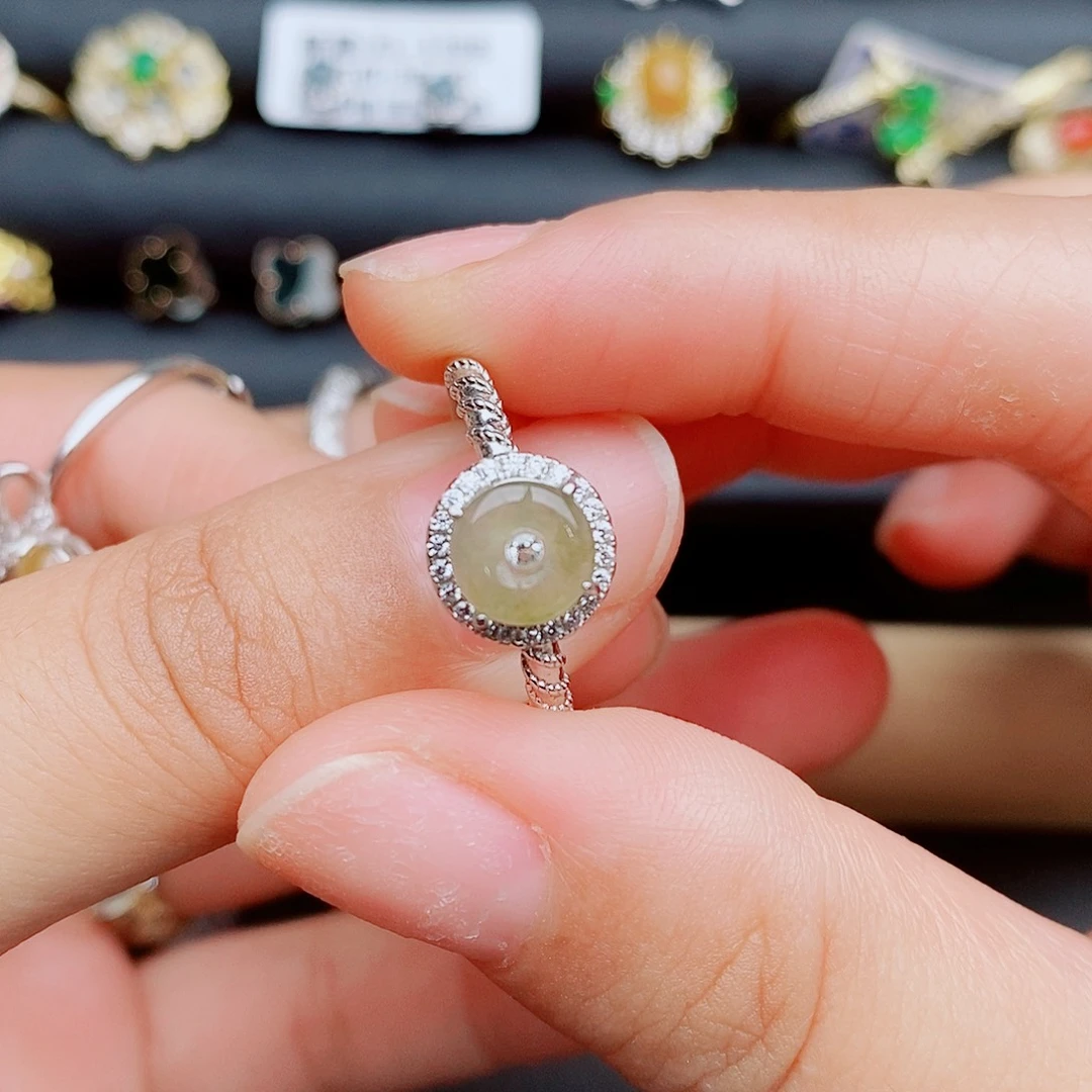 翡翠戒指银S925镶嵌11111