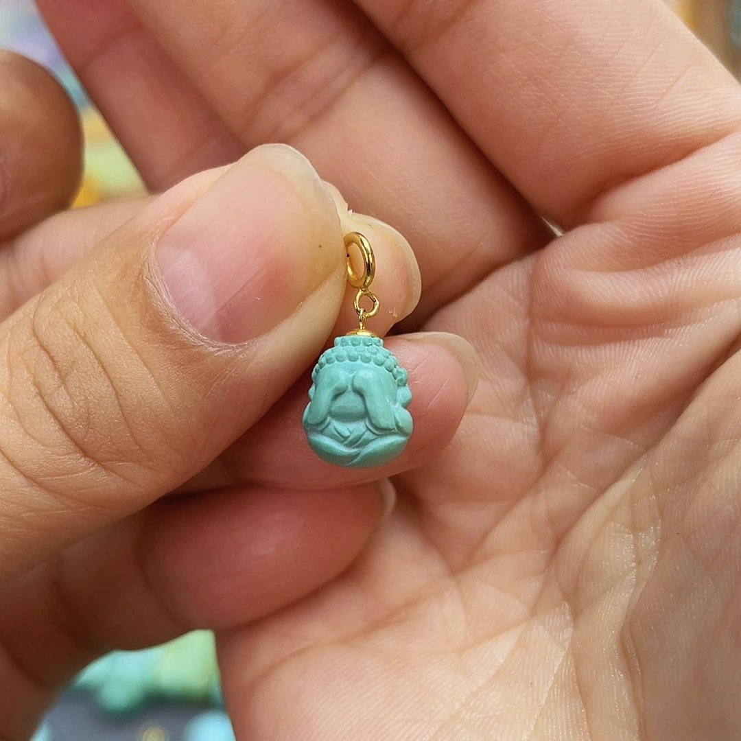 绿松石18K金镶嵌吊坠(不含链)