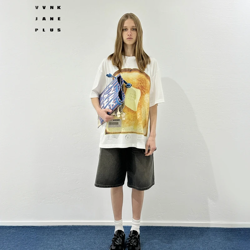 VVNK JANE PLUS2025春季新款吐司印花宽松短袖T恤女J510572336B