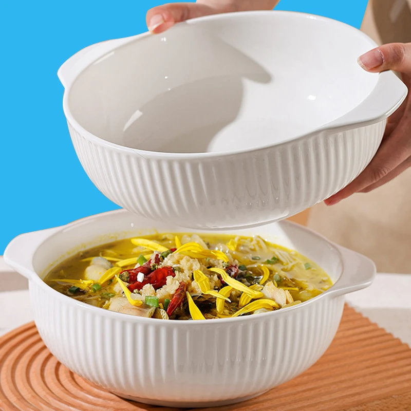 双耳汤碗家用2025高颜值特大号汤锅纯白汤碗水煮鱼酸菜鱼陶瓷汤盆