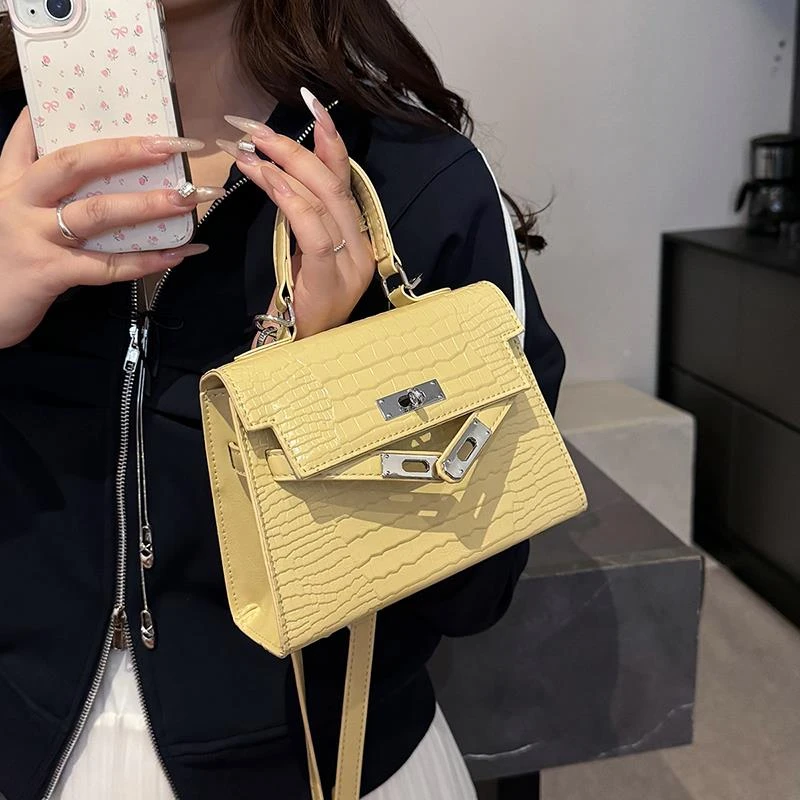 超火凯莉包女新款精致斜挎包小包鳄鱼纹包包高级感迷你百搭手提包