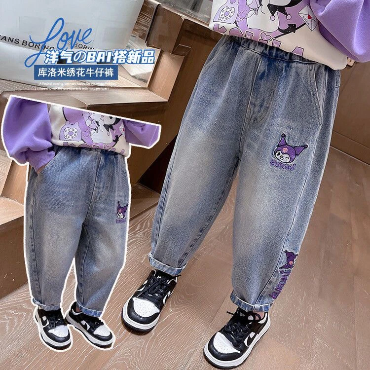 小孩牛仔裤长裤新款春秋刺绣卡通中小童休闲百搭男宝秋装宝宝洋气