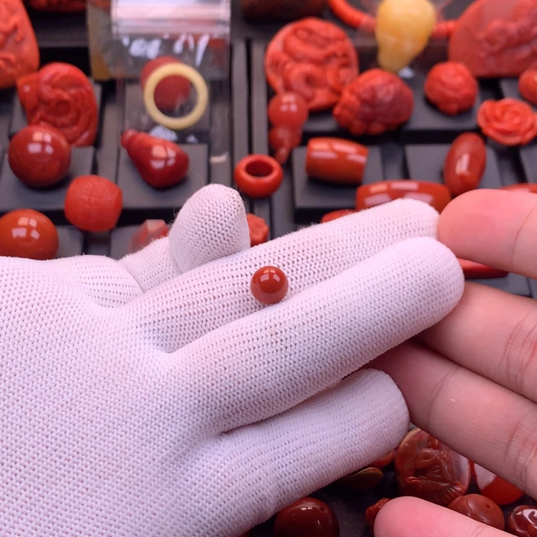 南红玛瑙未镶嵌【传仁】川料原矿满色满肉圆珠单珠8mm