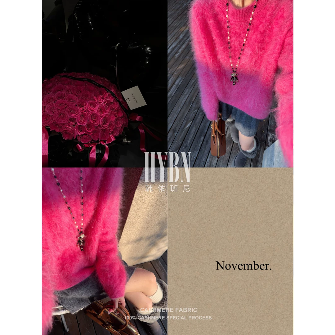 【完美恋人】100山羊绒拉绒 冬季亮色麻花针织衫套头羊绒毛衣SYR677