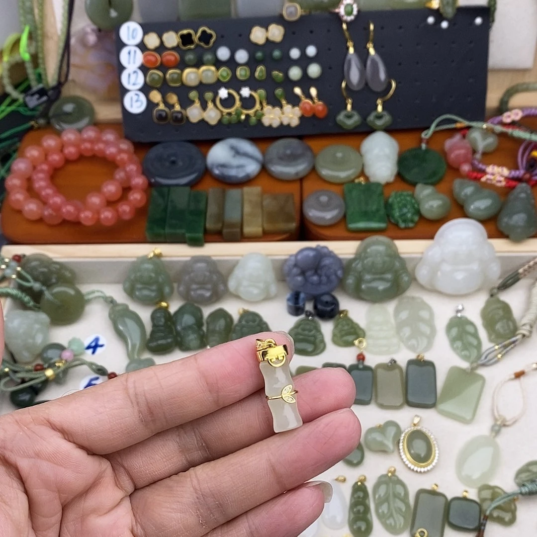 和田玉银S925镶嵌吊坠(不含链)