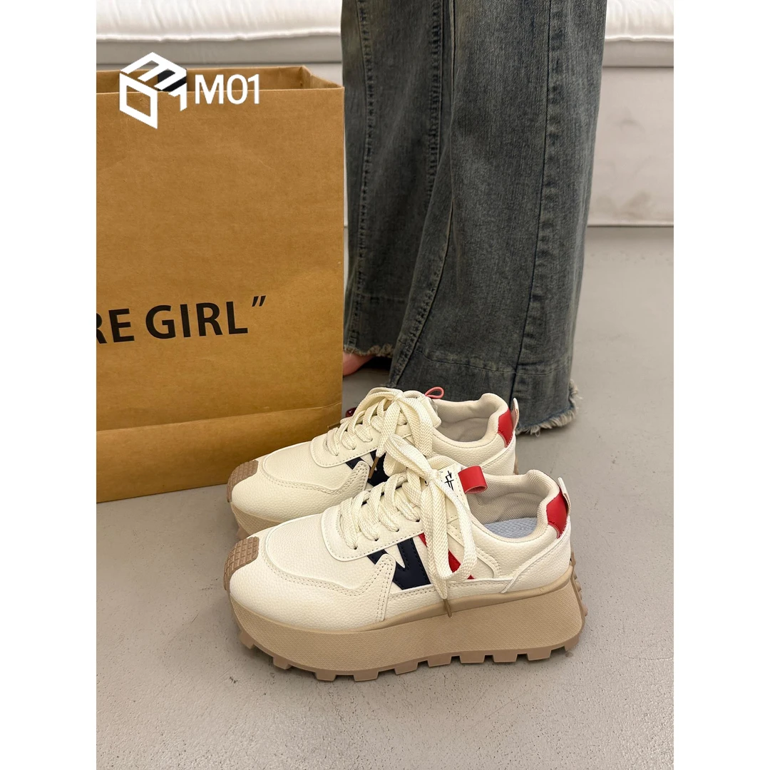 M01爆款厚底老爹鞋女秋季小个子增高超火新款复古运动休闲阿甘鞋