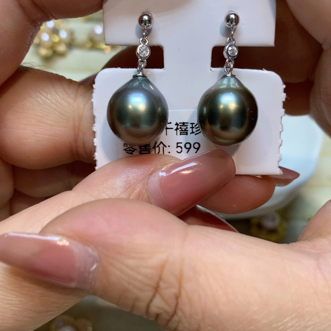 海水珍珠耳饰银S925镶嵌