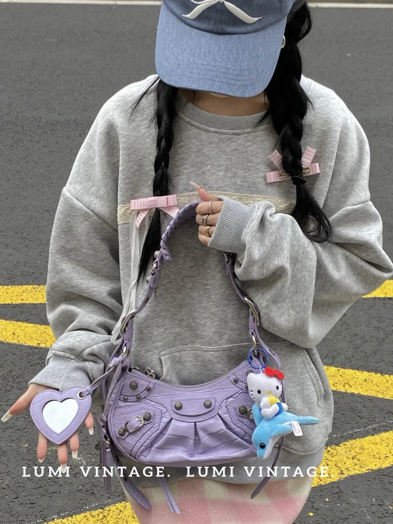 95新 Balenciaga/巴黎世家 香芋紫鳄鱼压纹le cagole 20204182