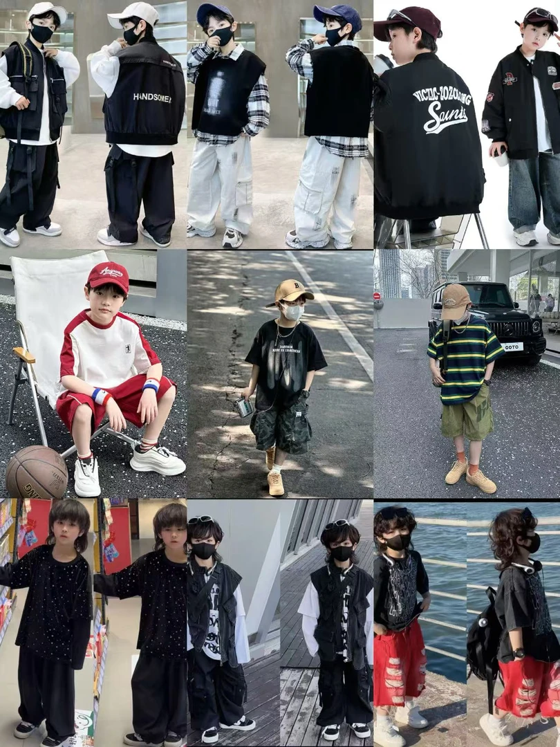 【二号链接】200-299男童夏装2025新款帅气潮酷中大童夏套装炸街潮