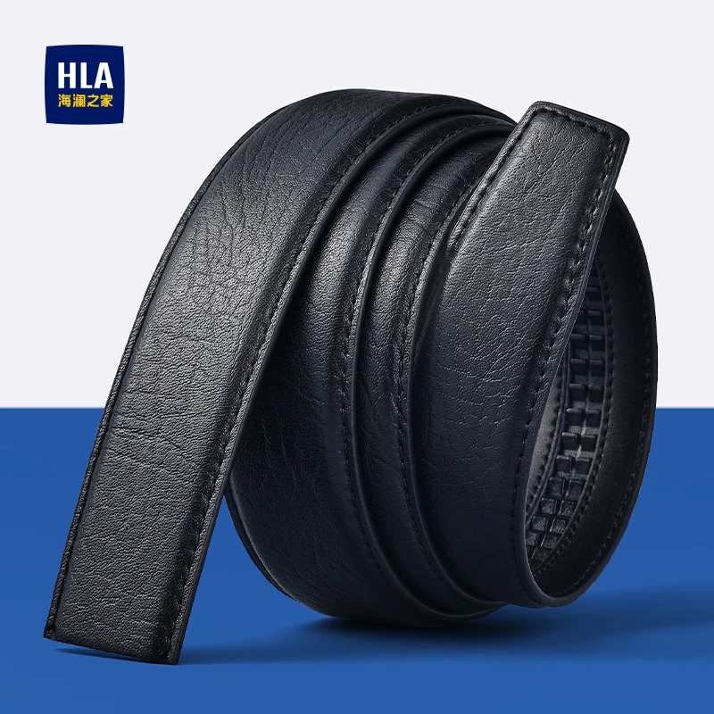 海澜之家皮带男款自动扣纯带身无扣头真牛皮男士腰带结实裤腰带A