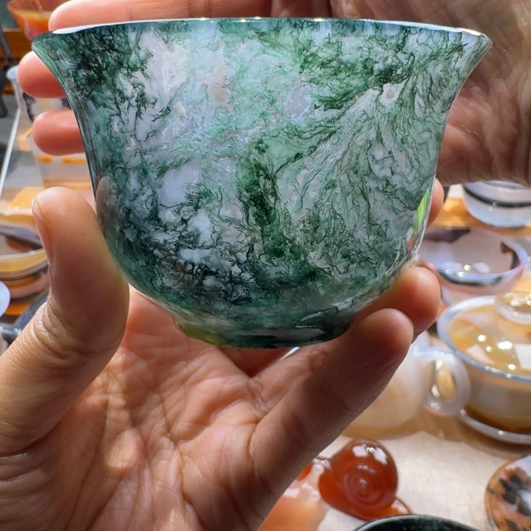 半***山玛瑙/玉髓未镶嵌玛瑙茶杯