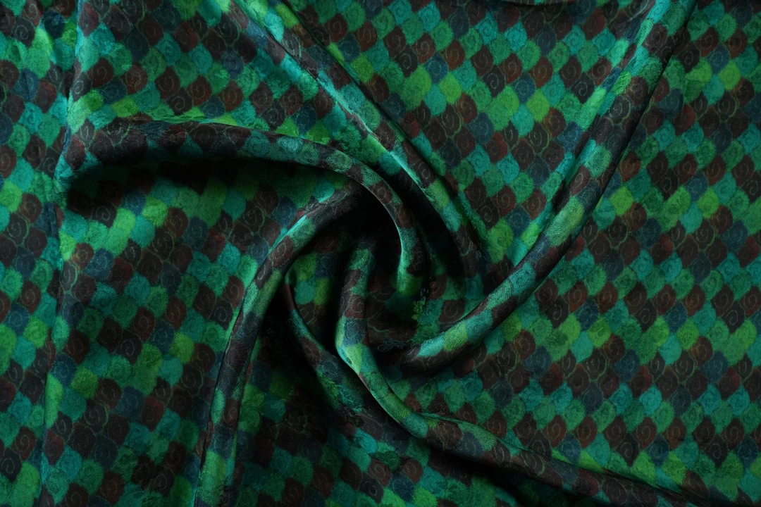 【青黛】高档新中式香云纱 花萝提花 连衣裙旗袍面料（开裁不退换）