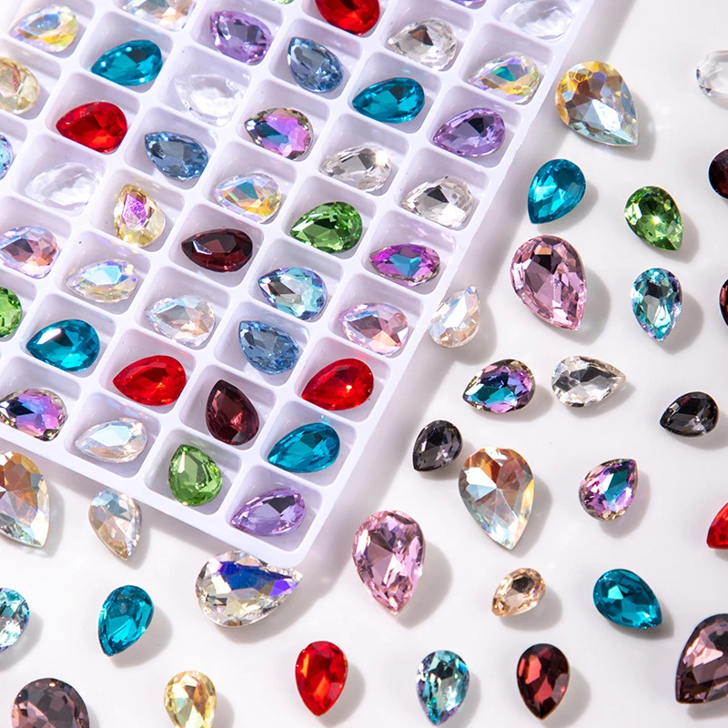 4*6水滴美甲钻指甲钻尖底钻K9玻璃异形爱心肥方钻美甲饰品配饰