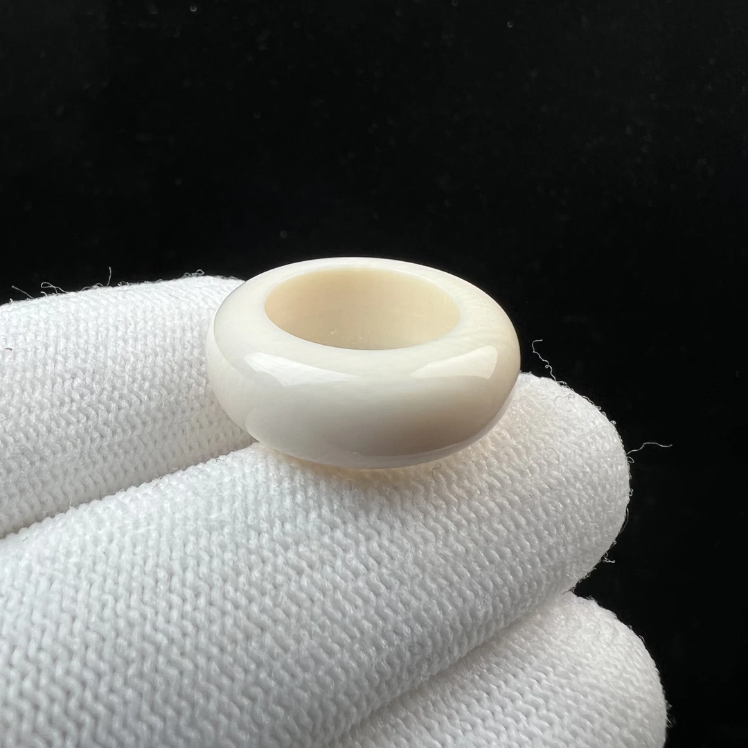 S1007天然猛犸牙跑环戒指内径14mm支持鉴定 假一罚四