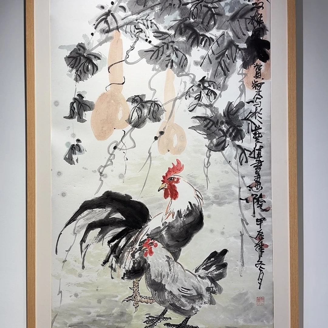 依***然国画福禄双雄图 8平尺不带框