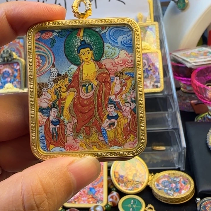 与***浪吊坠世尊天降热贡唐卡