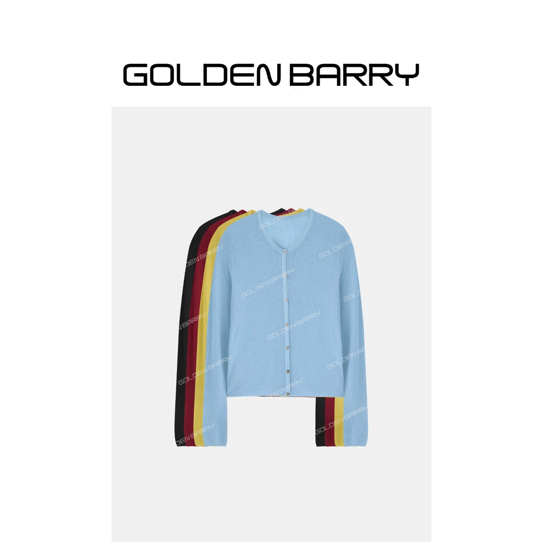 GOLDENBARRY|242273纯色温柔松弛感圆领毛织开衫