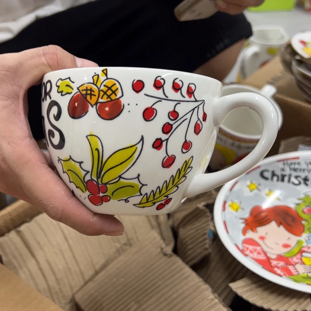 老姊妹家瓷器好漂亮圣诞早餐杯