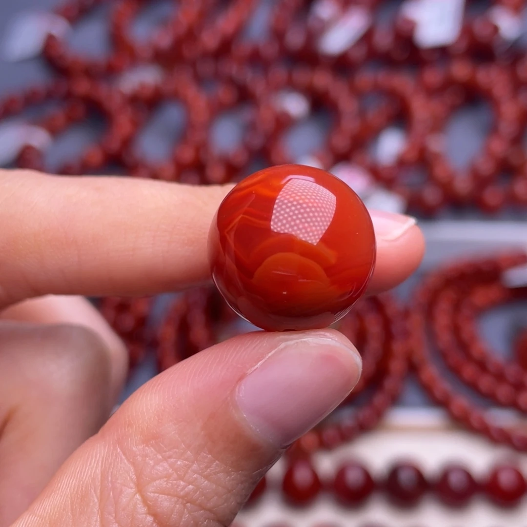 南红玛瑙未镶嵌其他（原矿）17mm高品瓦西玫红双色圆珠