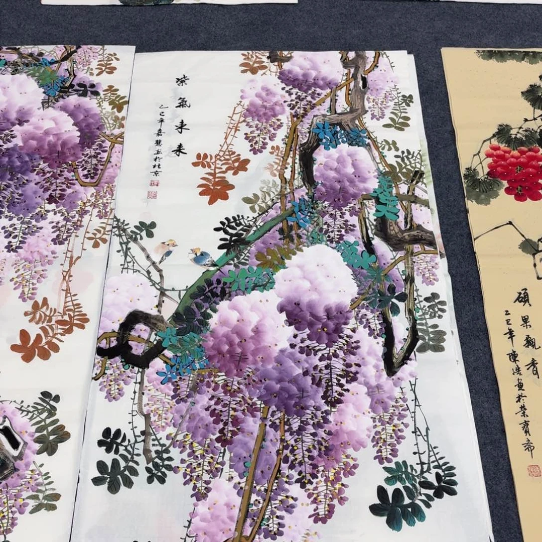 春***雨国画140×70紫气东来手绘