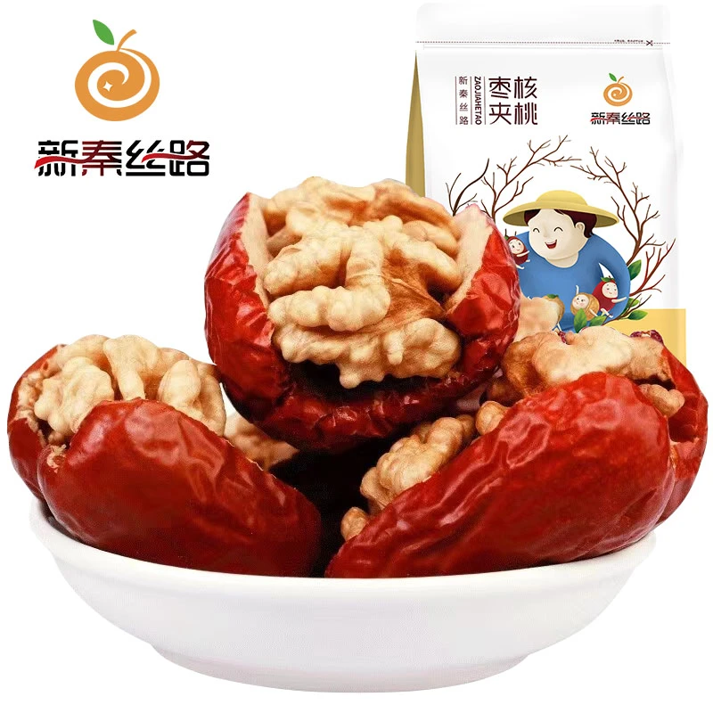 新秦丝路枣夹核桃300g拍二发三