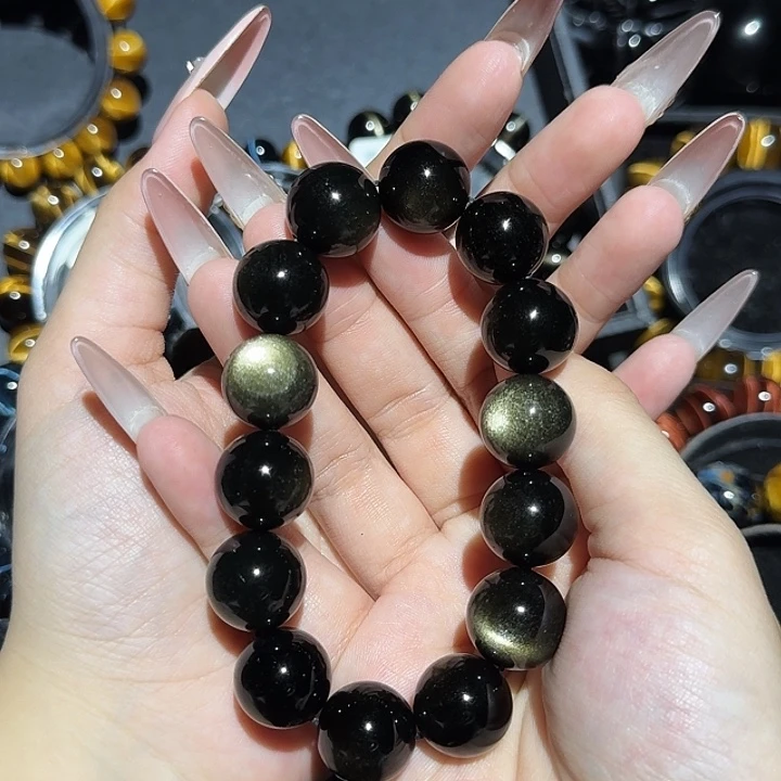 嘟***l黑曜岩未镶嵌手链