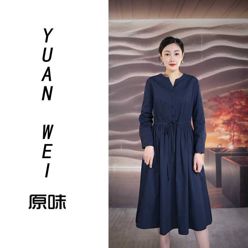 2025春款收腰显瘦长袖连衣裙25L011
