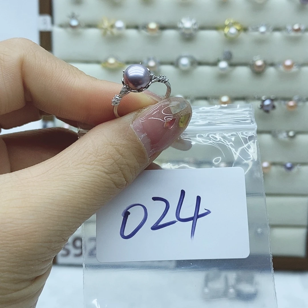 淡水珍珠戒指银S925镶嵌024