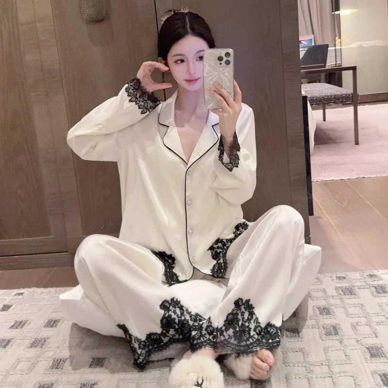 高级冰丝绸睡衣女春秋季蕾丝高级感2025新款轻奢气质可外穿家居服