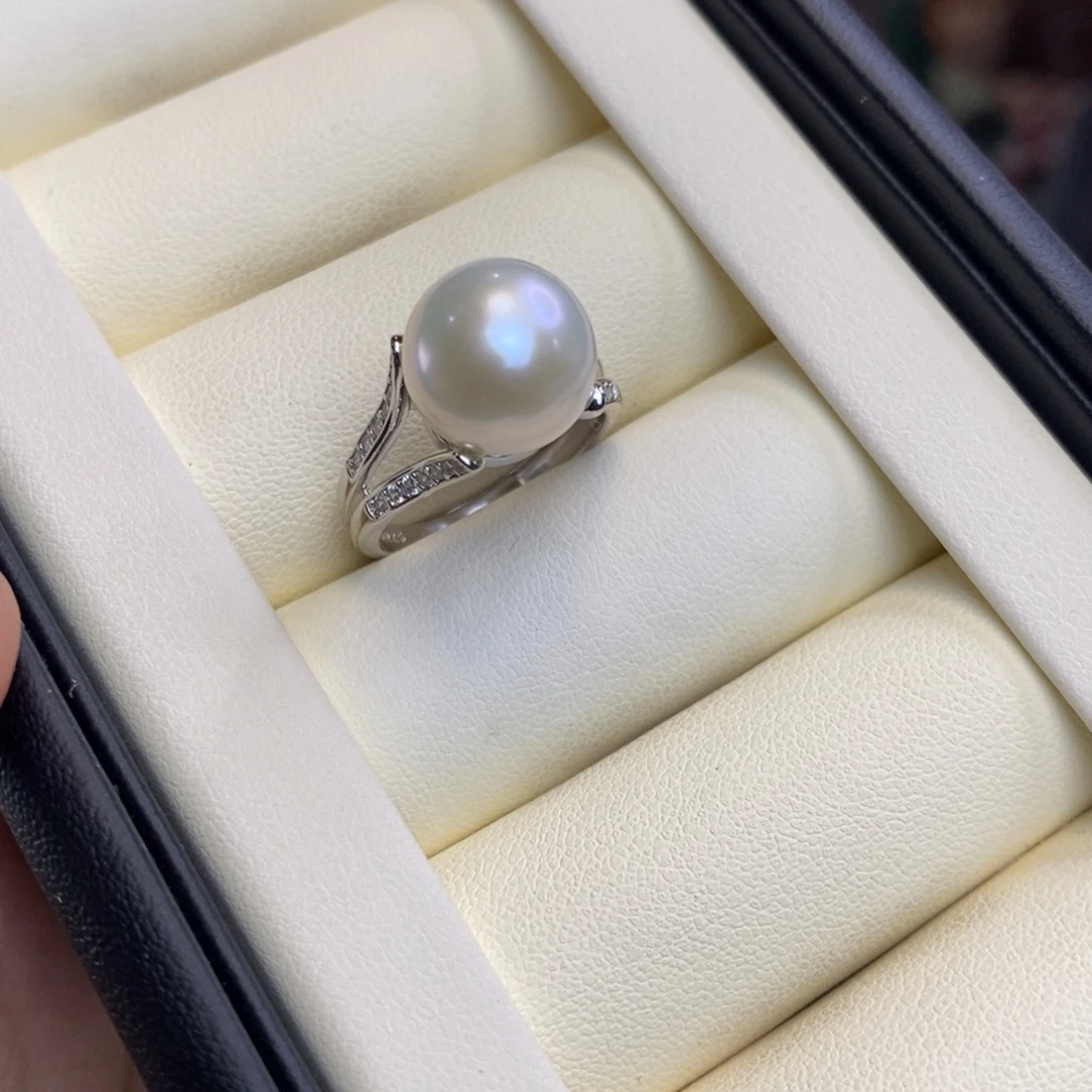 戒指银S925镶嵌淡水珍珠特价