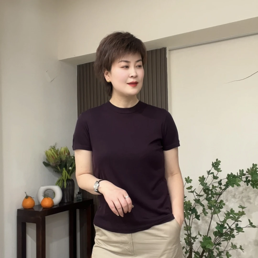ZHIJIEFUSHI.「简约风」经典极简纯色桑蚕丝短袖