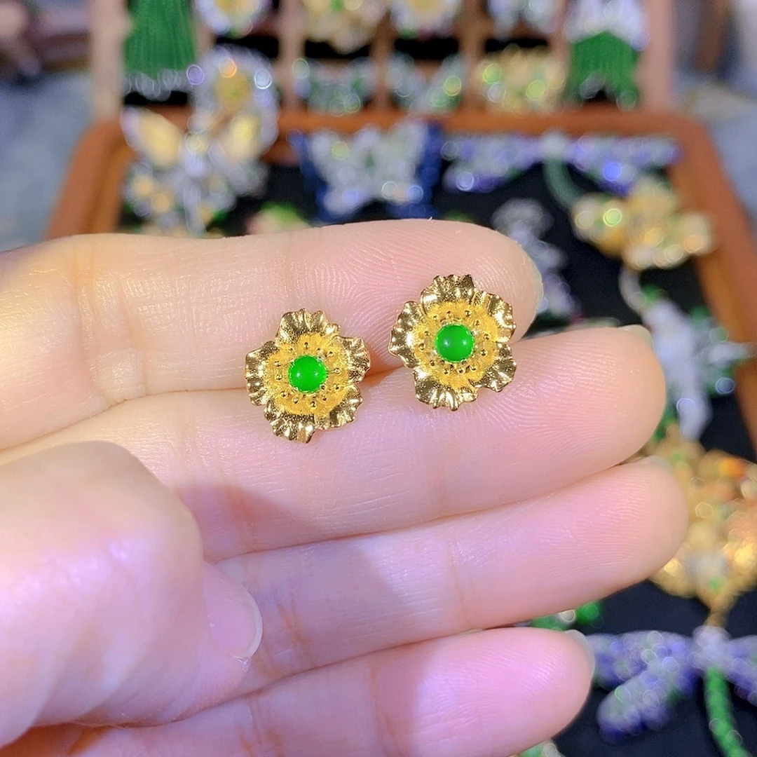 吊坠(不含链)银S925镶嵌翡翠