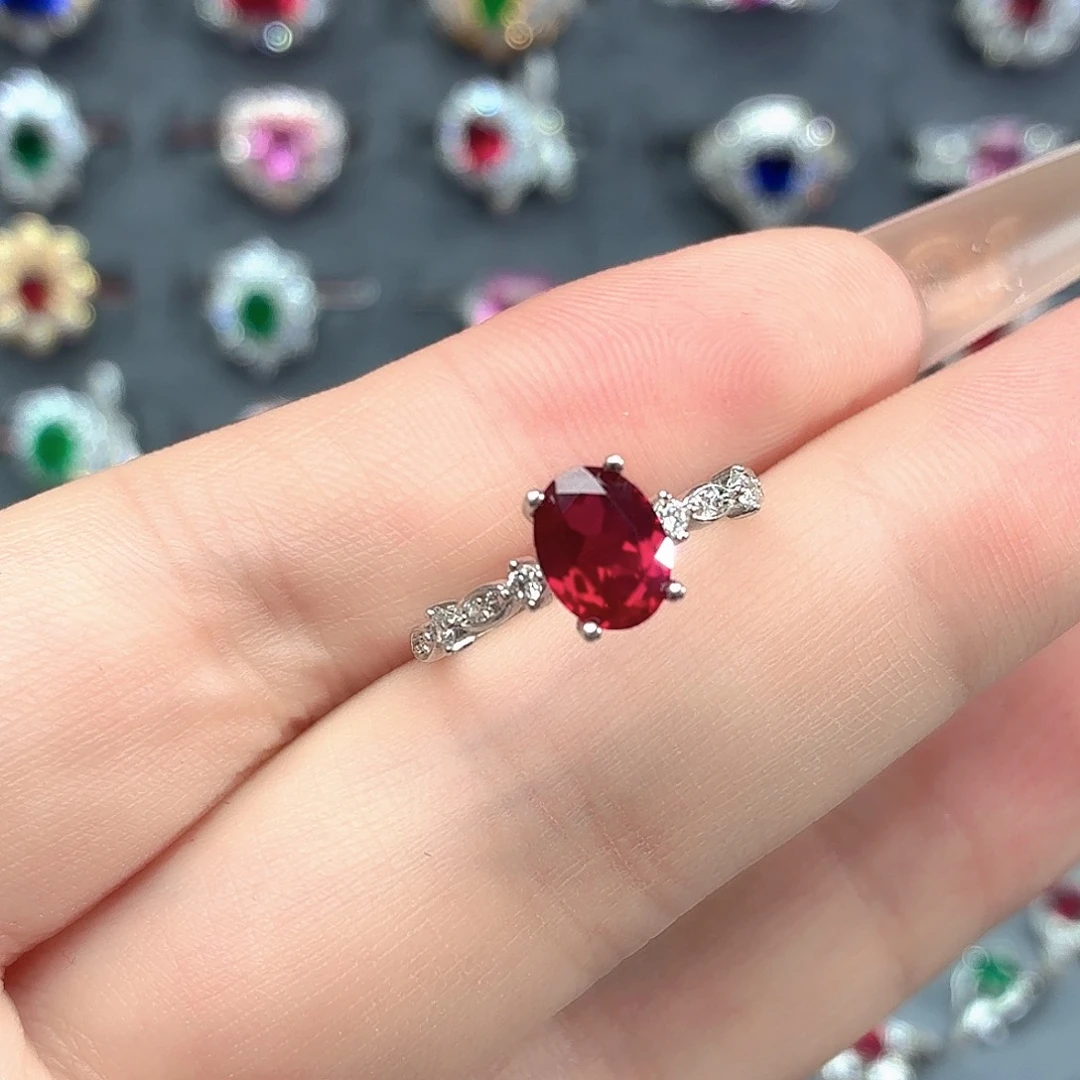925银培育鸽血红色宝石