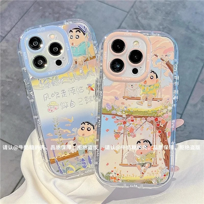 风吹烦恼小新适用苹果16手机壳华为小众vivo高级小米OPPO春季新款