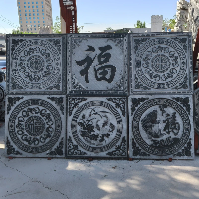 石雕青石窗花仿古中式围墙镂空花臂浮雕庭院玄关花格窗棂偷掉摆件