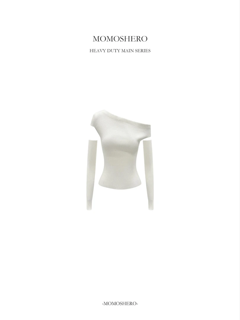 Momoshero【冬日美纪/白】“从圣诞穿到新年！”绵羊毛露肩上衣