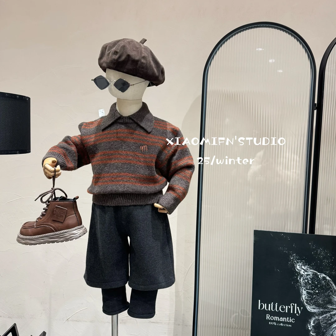 【小米范er】2025毛衣POLO衫秋冬新款韩版男儿童洋气痞帅童装825490