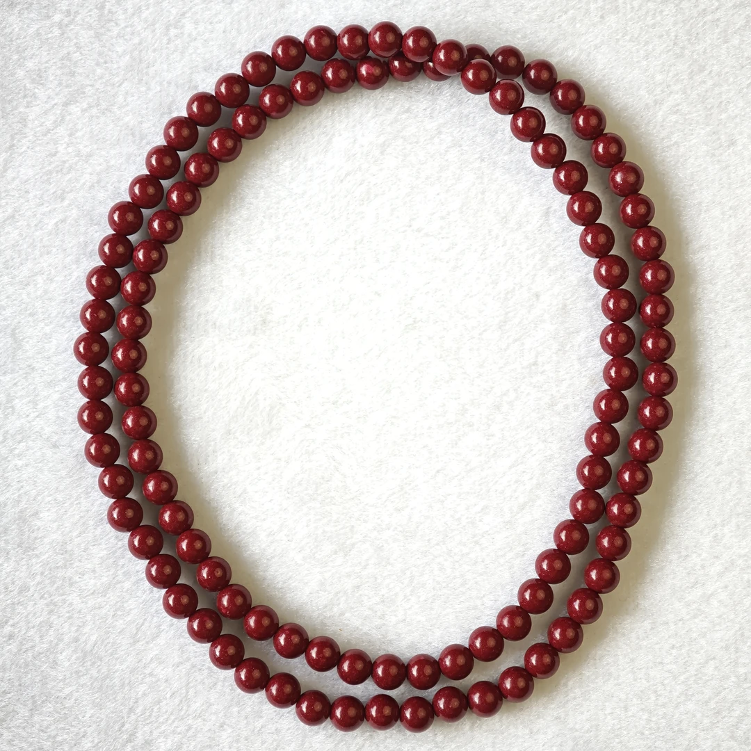 天然辰砂含辰砂天然朱砂圆珠男女通用时尚百搭