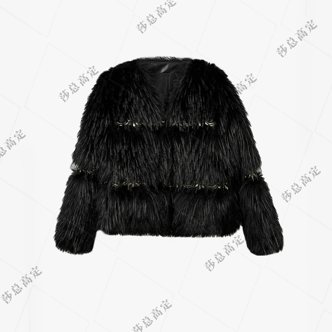 NIMOSHI【倩倩】2025新款重工气质百搭宽松毛绒外套冬季D0017